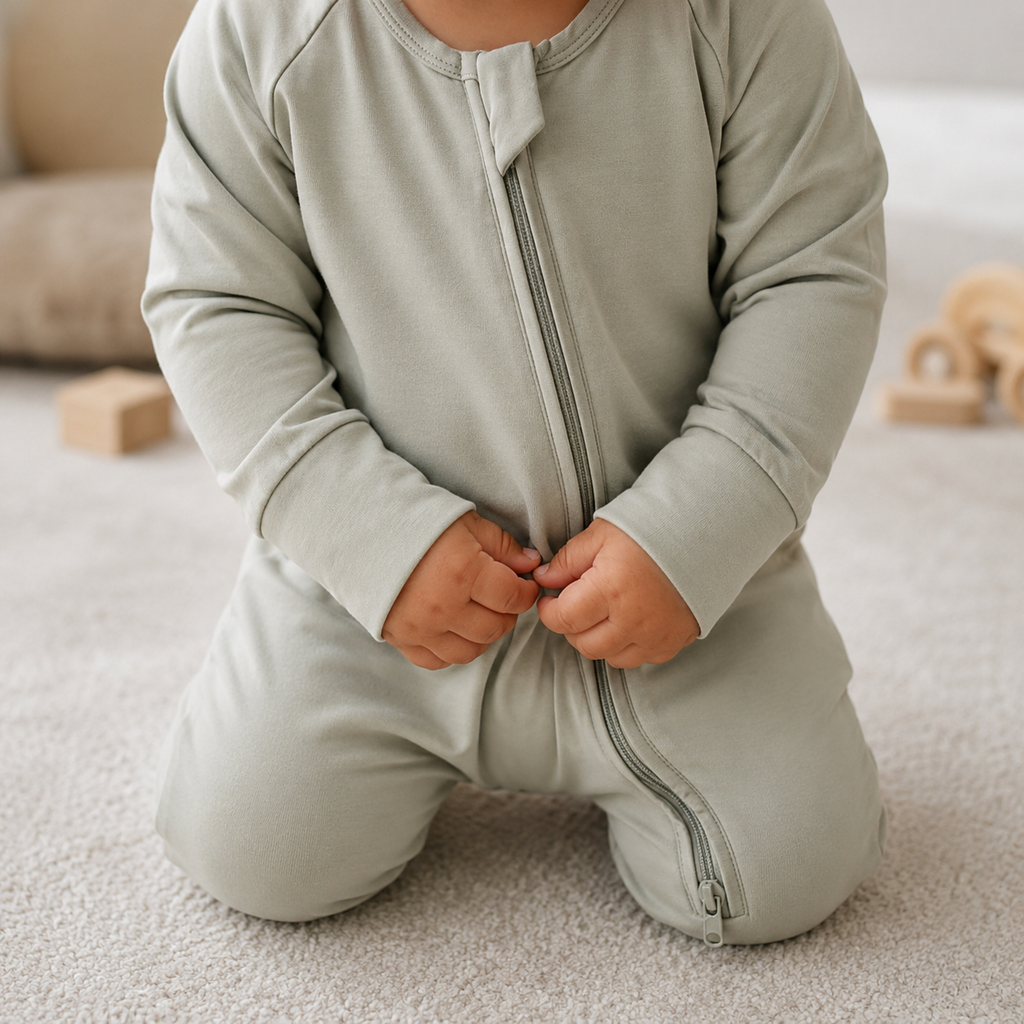Bamboo Baby Romper - Big Comfort Energy Grey
