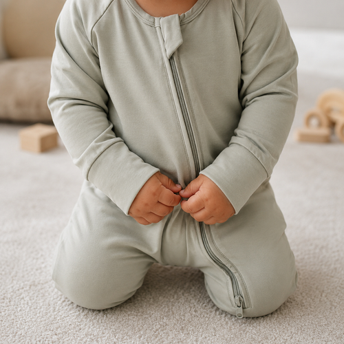 Bamboo Baby Romper - Big Comfort Energy Grey